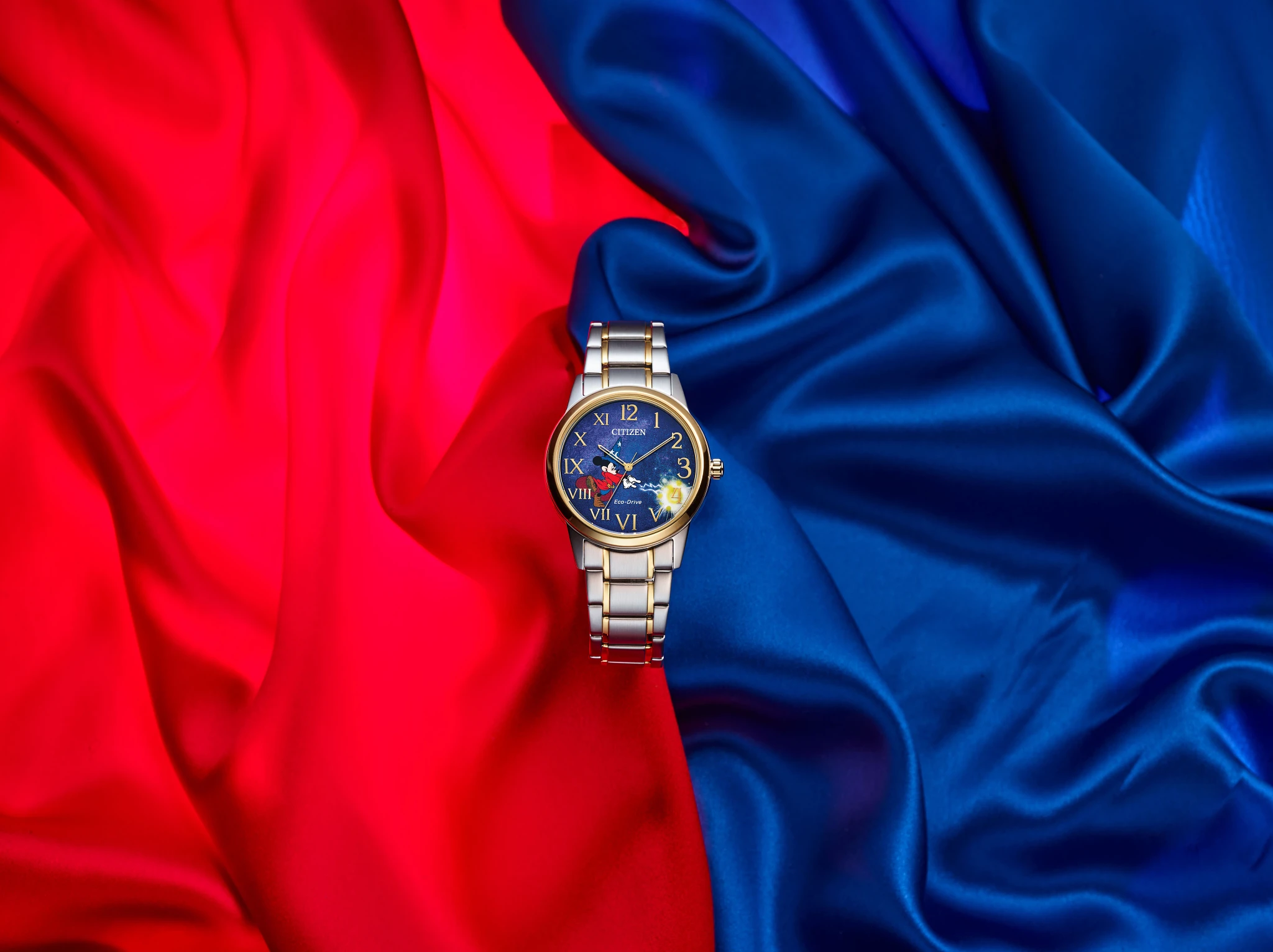 Sorcerer's Apprentice Mickey Blue Dial Stainless Steel Bracelet